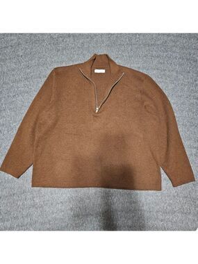 Everlane Men’s XL Brown No-Sweat Quarter-Zip Cotton Sweater